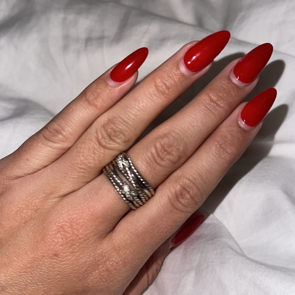 David Yurman - Double X Crossover Ring with Diamonds - size 8 great condition